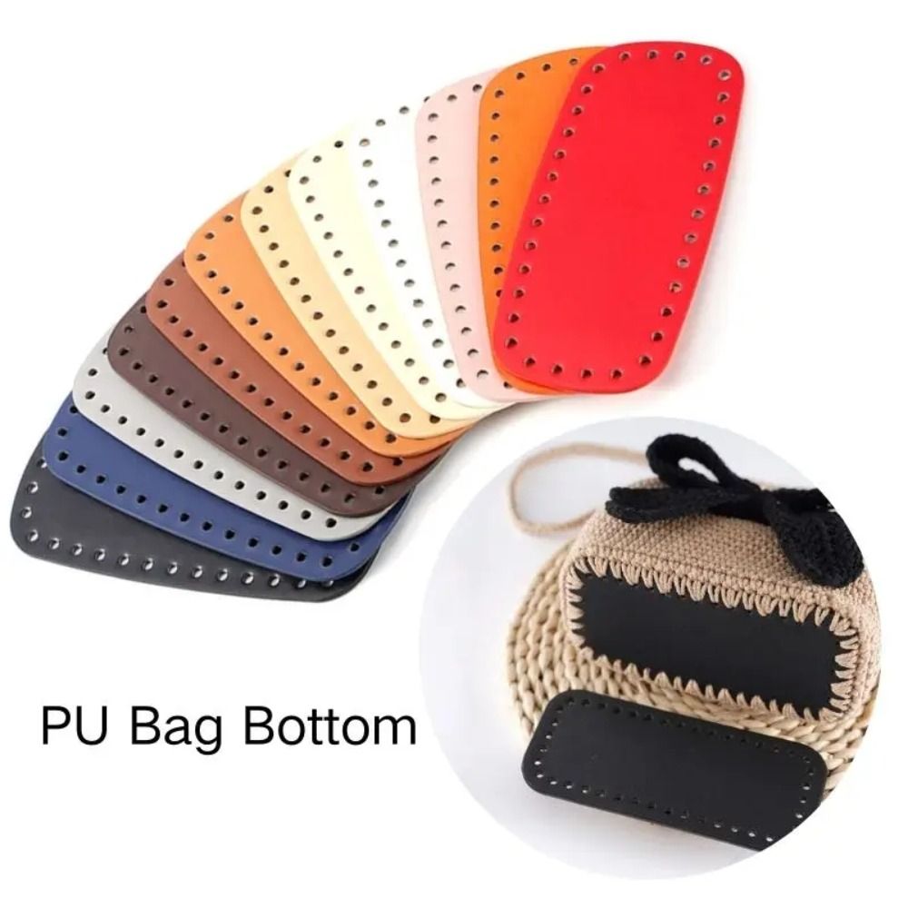 Crochet Market Bag - ฐานกระเป๋าถักโครเชต์ทรงรีแบบพกพา ทำจากหนัง PU มีรู สำหรับทำกระเป๋าใบยาว กระเป๋าถือ