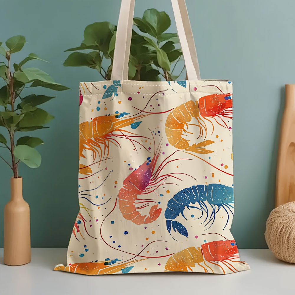 Women'S Bags Very - กระเป๋าผ้าแคนวาสลายกุ้งหลากสี กระเป๋าผ้าแคนวาสความจุขนาดใหญ่ กระเป๋าเก็บเครื่องเขียน ถุงของขวัญ เหมาะมากสำหรับการไปโรงเรียน