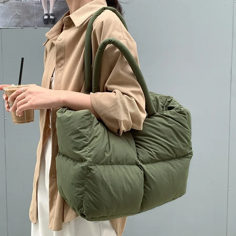 Women'S Tote Bags Designer - กระเป๋าบุนวมคอตตอนขนาดใหญ่สำหรับผู้หญิง, กระเป๋าสะพายไหล่สำหรับผู้หญิงบุนวมกระเป๋าถือลงไปในพื้นที่หรูหรากระเป๋าดีไซน์สวยสำหรับนักช้อปแสนอบอุ่น