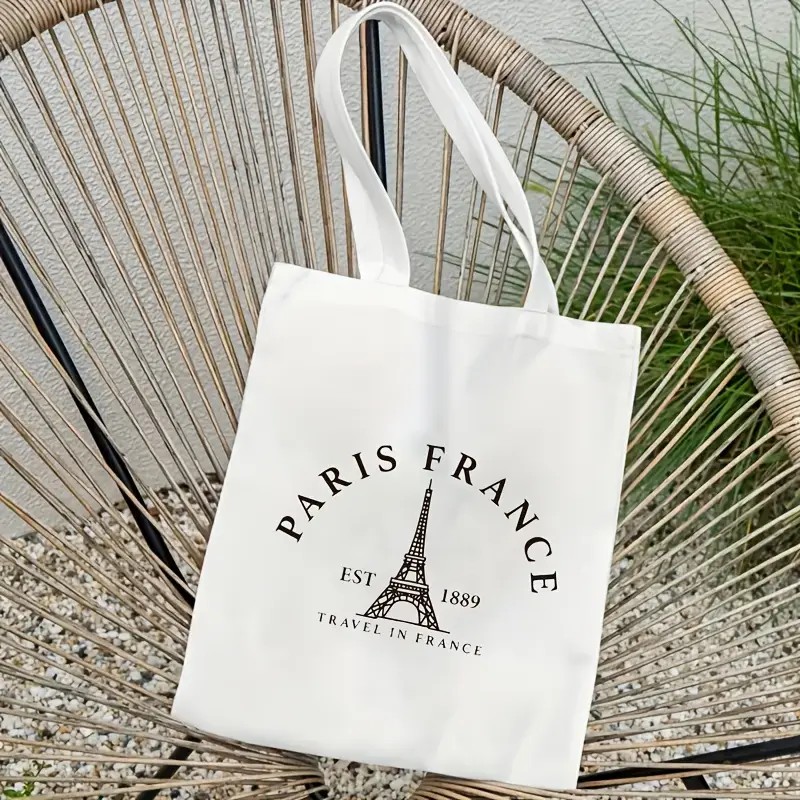 Women'S Tote Bags Designer - กระเป๋าเดินทางลายปารีสสำหรับผู้หญิง กระเป๋าสะพายไหล่ลายหอไอเฟล กระเป๋าเดินทางลายปารีส โครงสร้างแข็งแรง