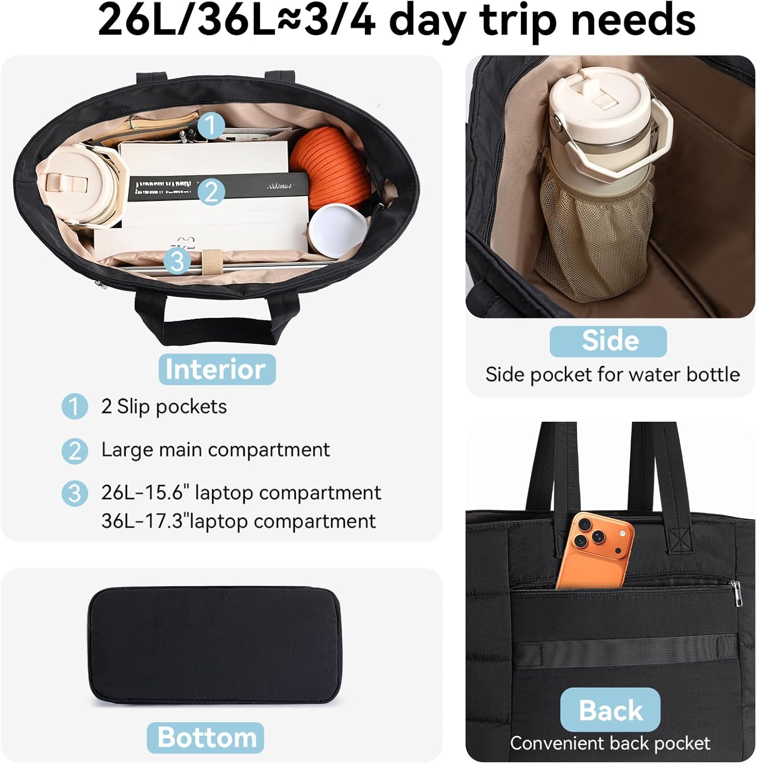 กระเป๋าโท้ทพัฟฟี่สำหรับผู้หญิง - Women'S Work Bags Tote บทวิจารณ์และราคา