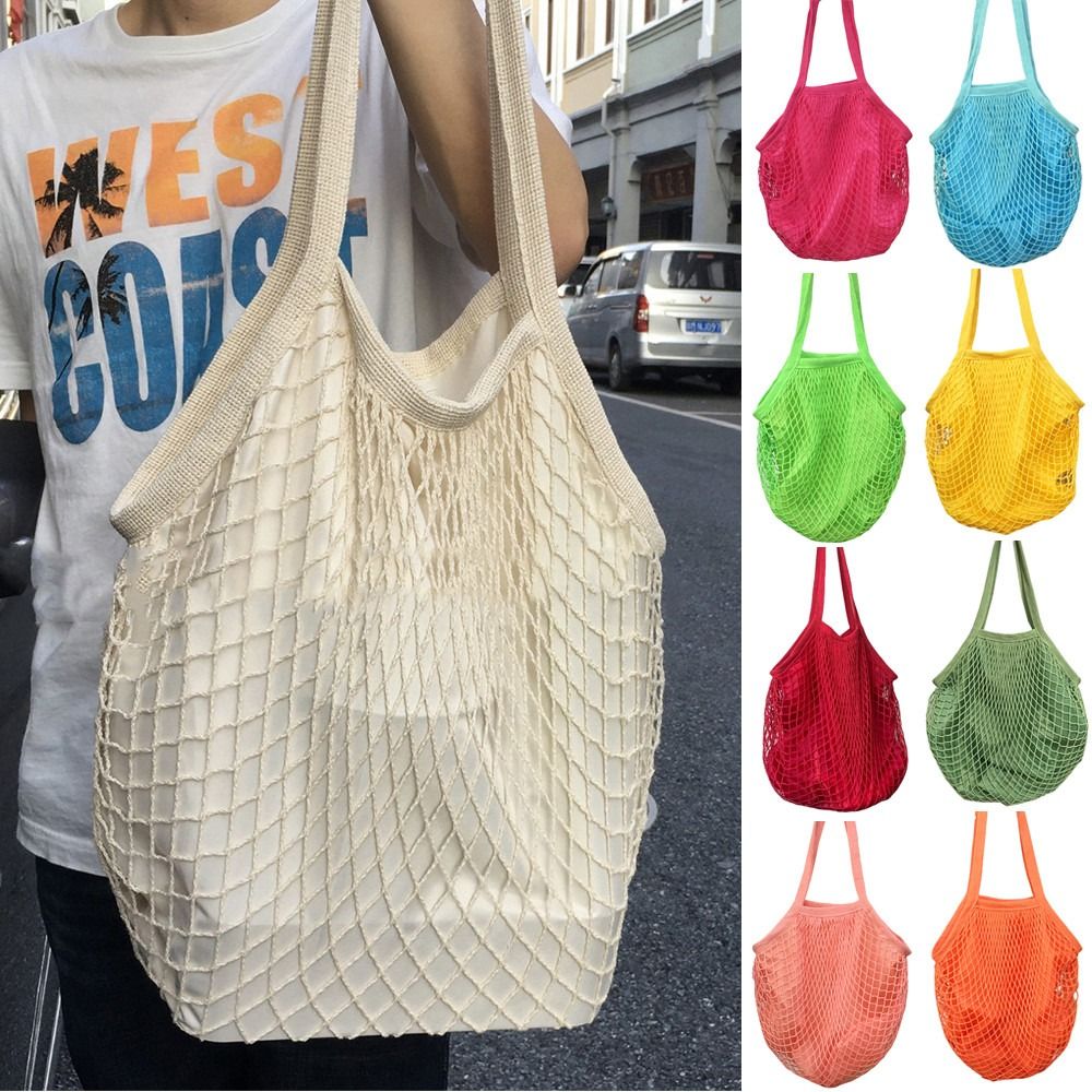 ถุงผ้าฝ้ายทนทาน ถุงตาข่ายแบบมี - Crochet Market Bag บทวิจารณ์และราคา