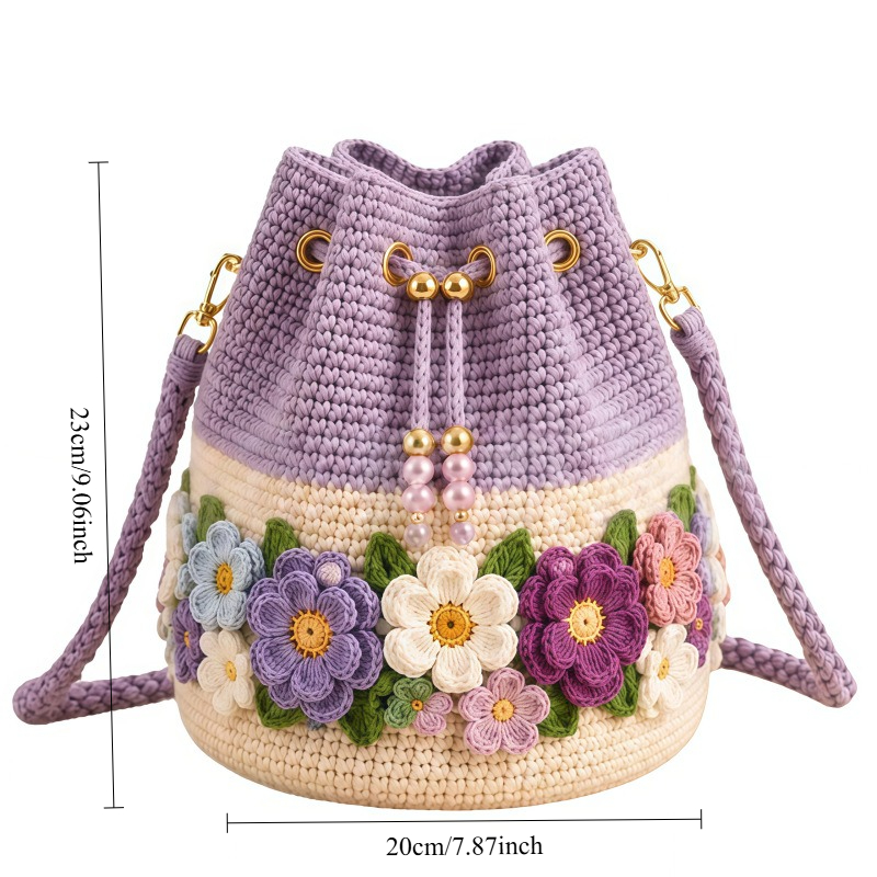 กระเป๋าถือถักโครเชต์ทำมือ ลายด - Crochet Market Bag บทวิจารณ์และราคา