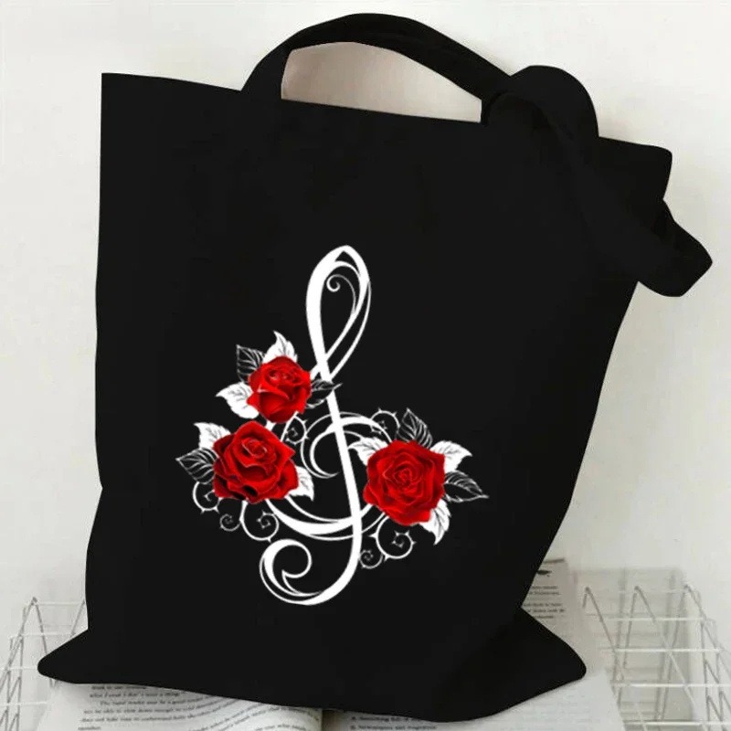 โน้ตดนตรี ลายหัวใจ กระเป๋าผ้าแ - Women'S Xl Bags บทวิจารณ์และราคา
