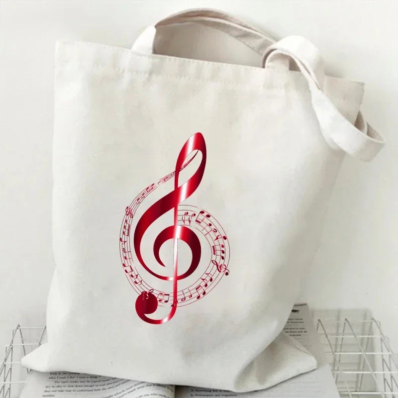 โน้ตดนตรี ลายหัวใจ กระเป๋าผ้าแ - Women'S Xl Bags บทวิจารณ์และราคา