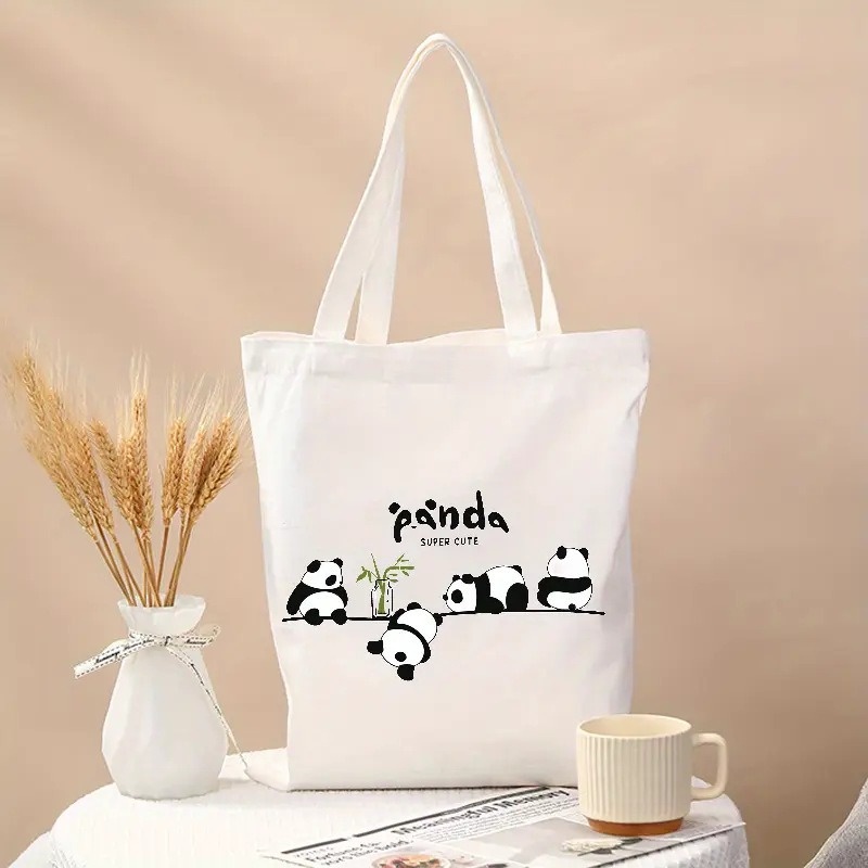 กระเป๋าผ้าแคนวาสพิมพ์ลายแพนด้า - Women Bags For College บทวิจารณ์และราคา
