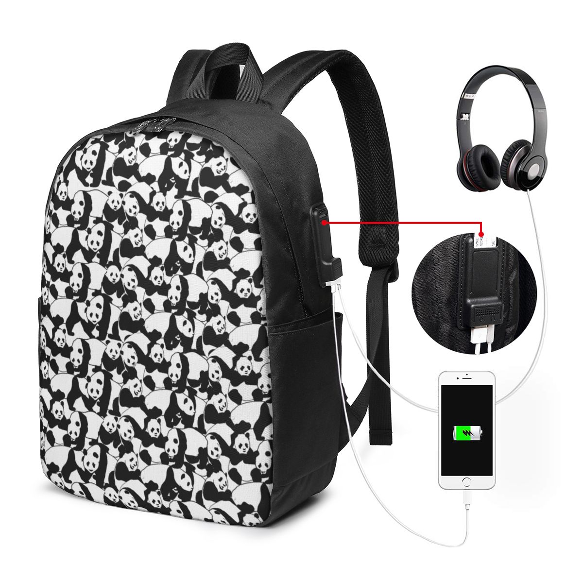 แพนด้าแพทเทิร์นกระเป๋าเป้สะพาย - Women Bags For College บทวิจารณ์และราคา